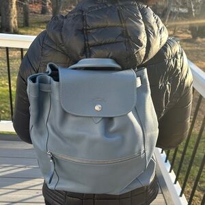 Longchamp Blue Le Pliage Cuir Backpack